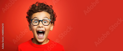 A child boy wearing a pair ...