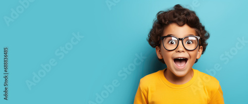 A child boy wearing a pair ...