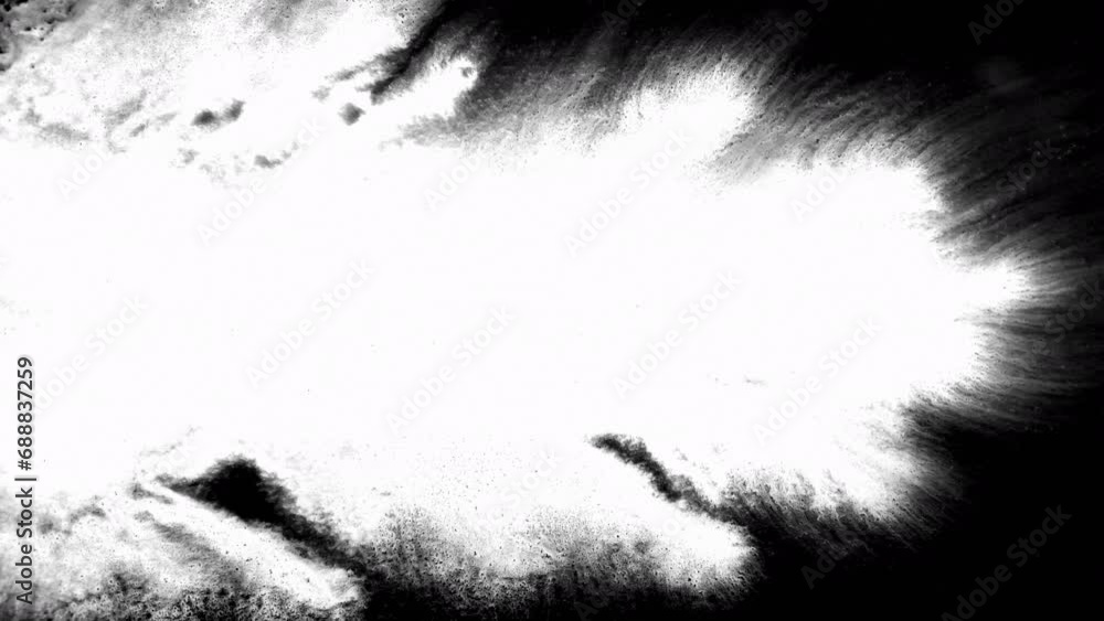 Black ink artistic flow splatter spots spills white paper beautiful reveal dripping streaks spread fluid ink alpha matte isolated watercolor ink drops transition ink transition on white screen