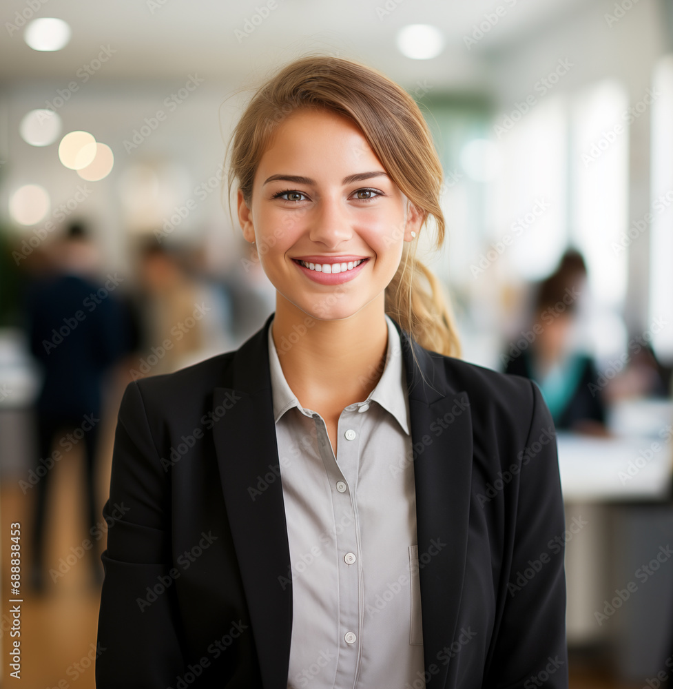 Naklejka premium Portrait of young businesswoman in office.