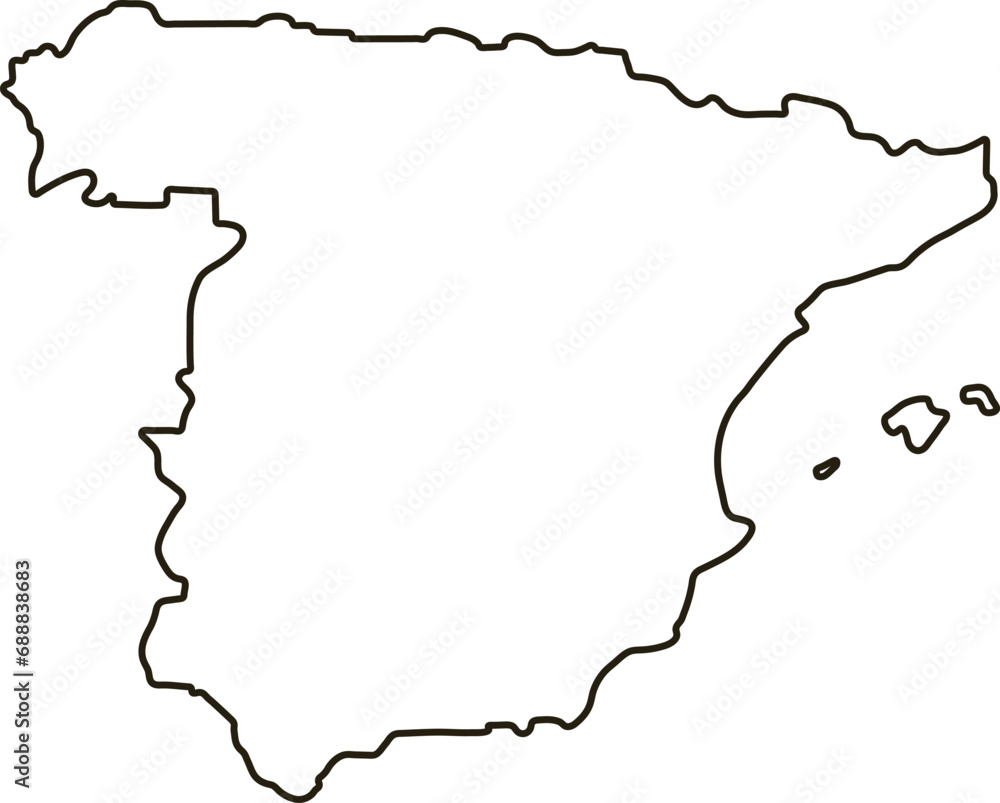 Map of Spain. Outline map vector illustration Map of Spain. Outline map vector illustration