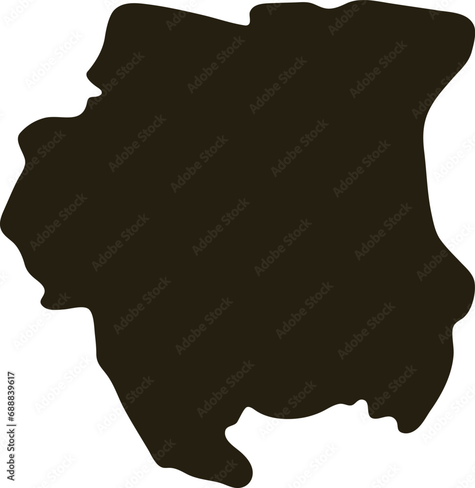 Map of Suriname. Solid black map vector illustration
