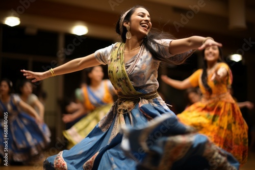 Authentic cultural performance. Background with selective focus and copy space photo