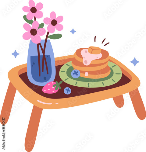 Breakfast In Bed With Flowers