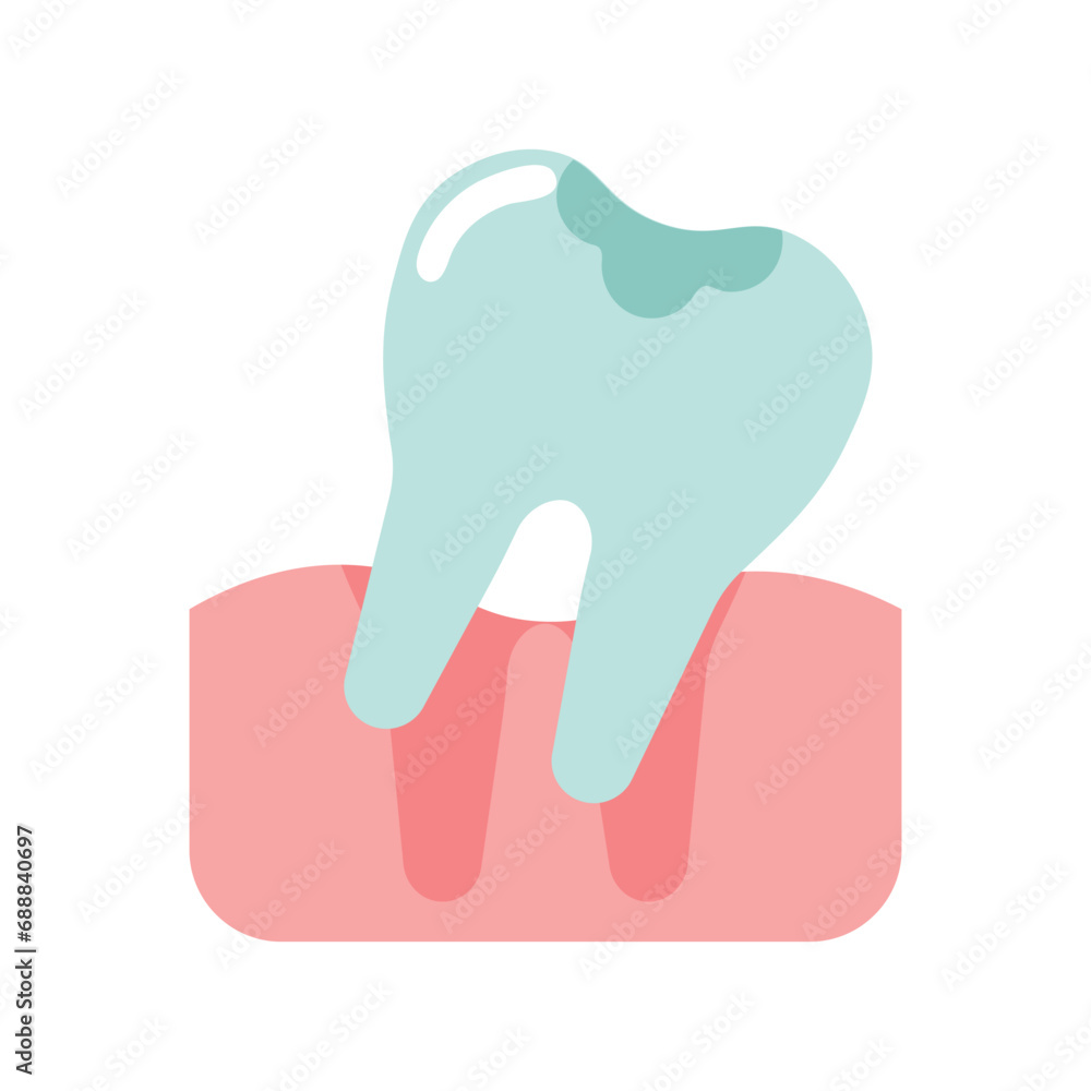 Unhealthy pulled out tooth, dentistry. Icon in flat style, vector Unhealthy pulled out tooth, dentistry. Icon in flat style, vector