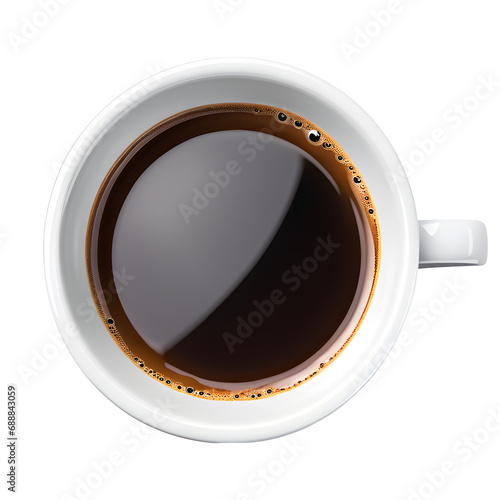 Hot Black Coffee Isolated on Transparent Background

