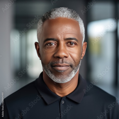 a black man standing in a business office, business photo stock, wearing business attire, smiling, hardworking, profile photo, cv