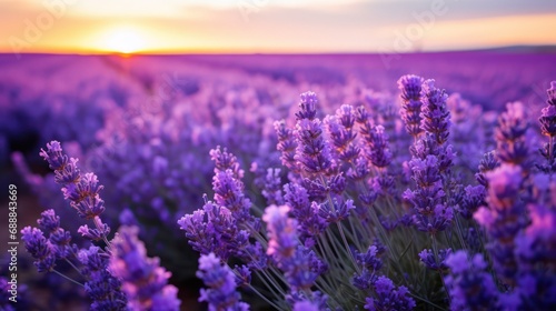 The view of the lavender flower field plant in bloom is very beautiful for background, and wallpaper