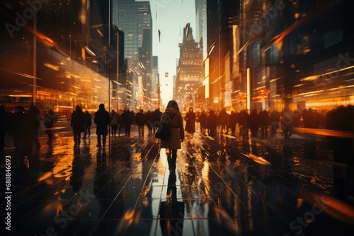 Evening view of the city - futuristic style