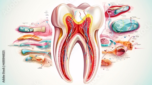 Tooth Graphic Illustration with Artistic and Educational Elements