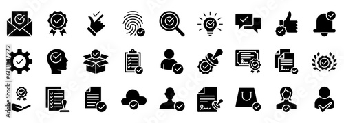 Approve line icons set. Check marks, ticks. Modern graphic design concepts, vector illustration on white background