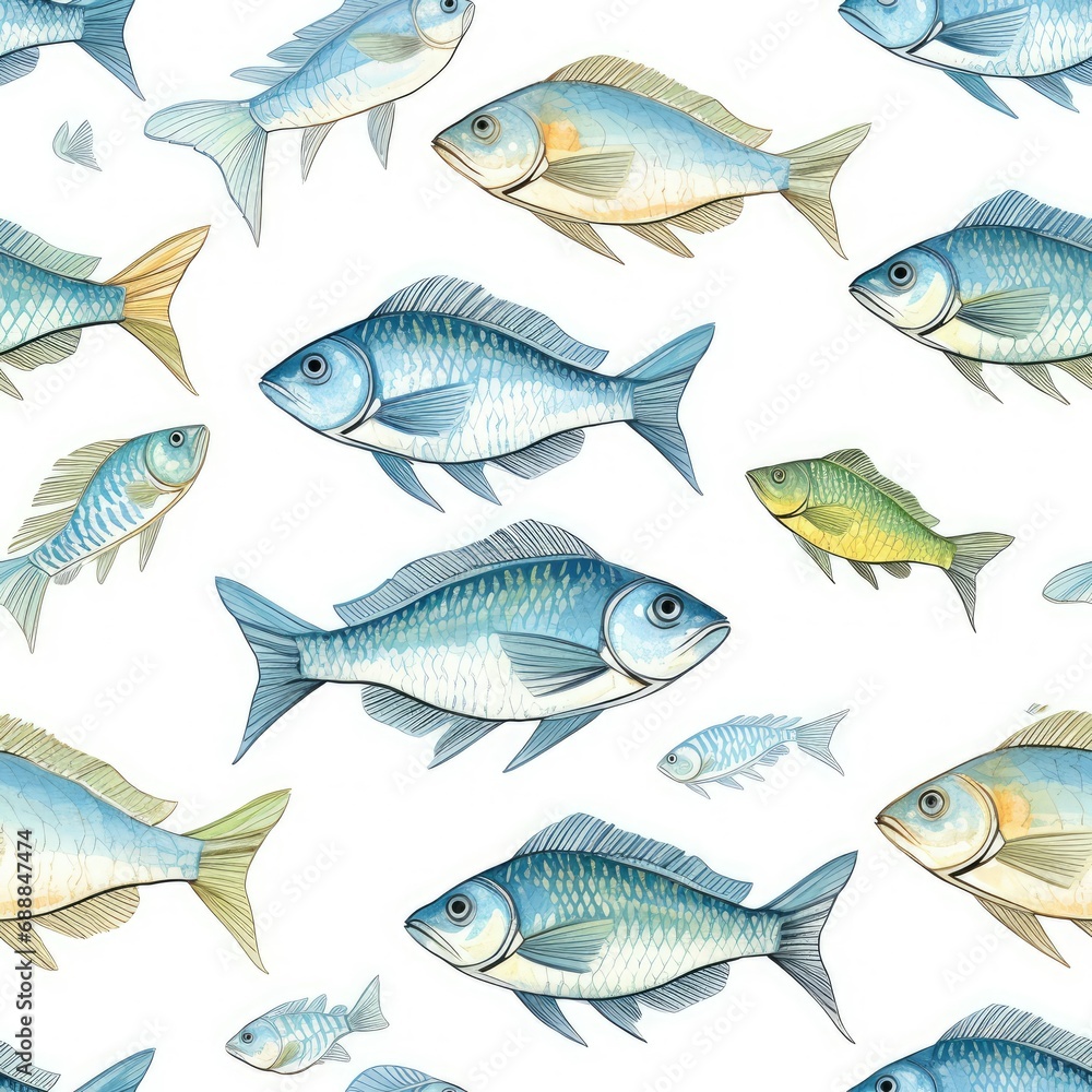 seamless pattern with fish. Print for fabric, wrapping paper design. background. children's wallpaper. Sea, ocean concept seamless pattern with fish. Print for fabric, wrapping paper design. background. children's wallpaper. Sea, ocean concept