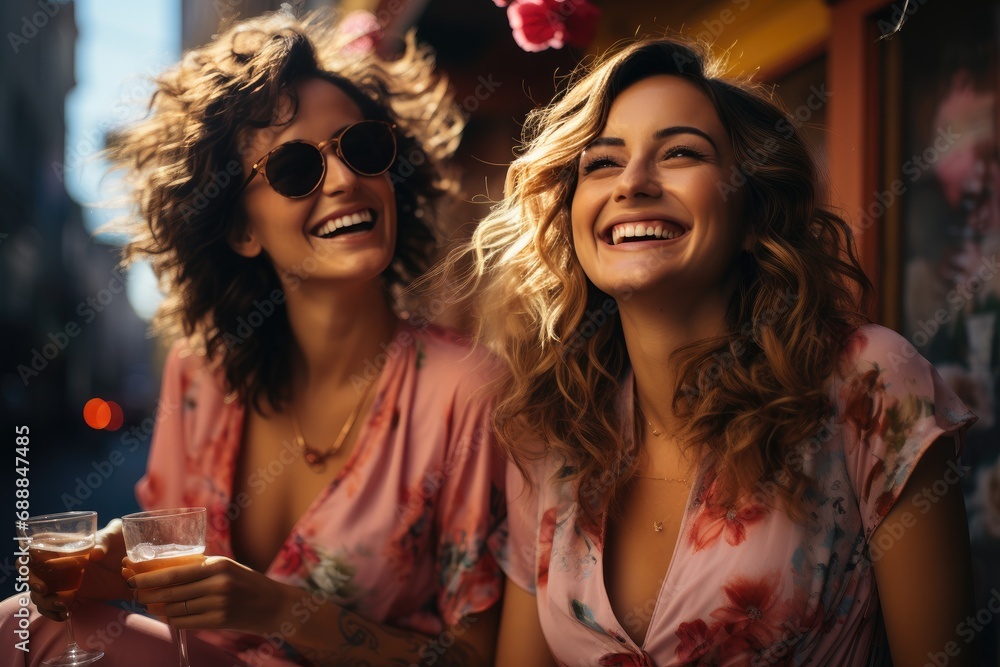 Couple of girls enjoying in summer vibes Couple of girls enjoying in summer vibes