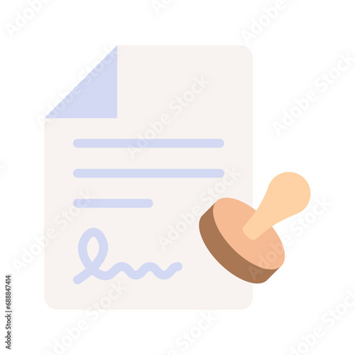 Approved document with stamp icon, Approved application concepts. Top view. Premium quality. vector illustration on white background