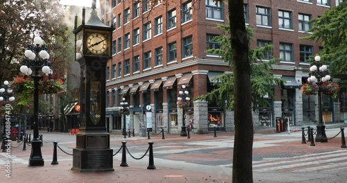 Beautiful view of Gastown Steam Clock in Vancouver, Canada photo