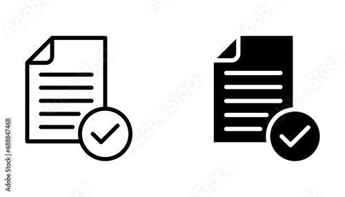 Approval icon, document accredited, authorized agreement, thin line symbol for web and mobile design, vector illustration on white background