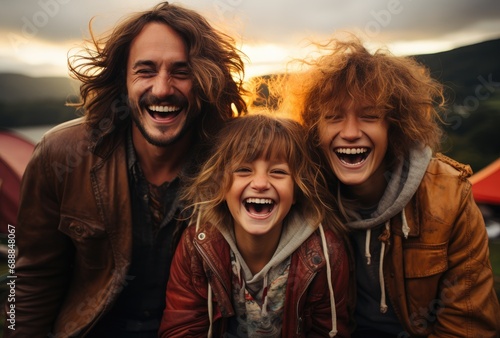 Happy family in nature © Larisa AI