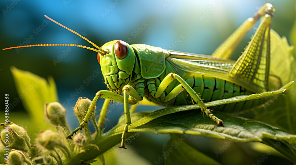 A young grasshopper is resting on a leaf., green grasshopper on stone back ground, big green grasshopper on green leaf, A close-up photograph of a praying mantis perched on a branch.
A young grasshopper is resting on a leaf., green grasshopper on stone back ground, big green grasshopper on green leaf, A close-up photograph of a praying mantis perched on a branch.