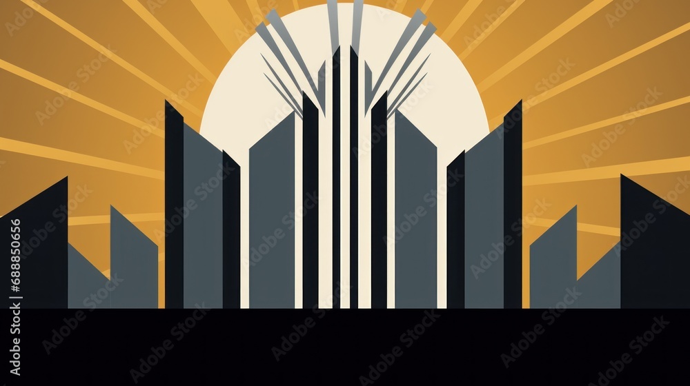 The art deco style poster for the city marathon, AI