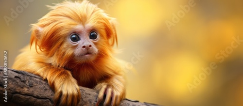 Adorable baby golden lion tamarin. photo