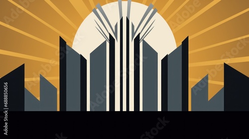 The art deco style poster for the city marathon, AI