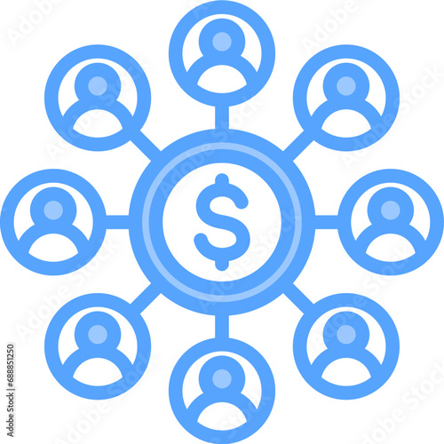 Crowdfunding Blue Icon