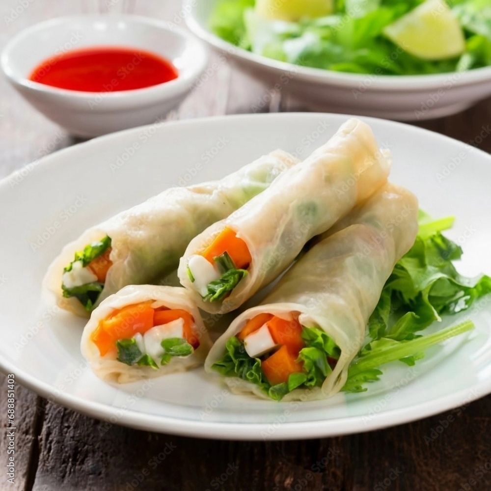 Fresh Chinese Traditional Spring rolls food Fresh Chinese Traditional Spring rolls food