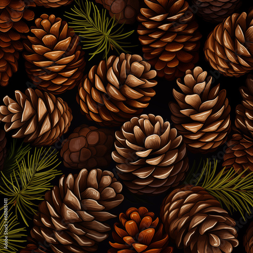 Background with cones in sketch style. Can be used as background for invitations, greeting cards, postcards, and so on. Created using generative ai tools