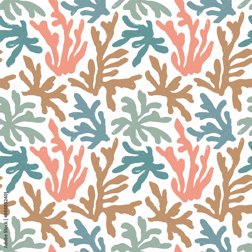 Matisse-inspired modern abstract organic algae background in pastel colors.