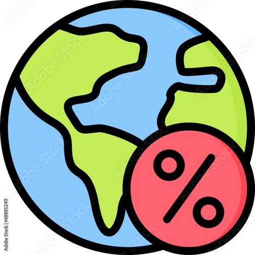 World Outline Color Icon