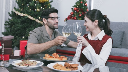 couple celebrating christmas day 