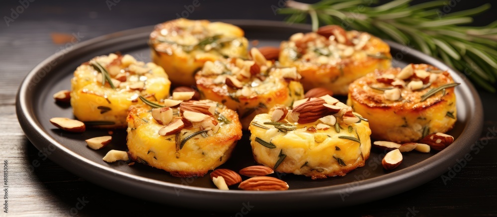 Cheesy bites with nuts and rosemary. Cheesy bites with nuts and rosemary.