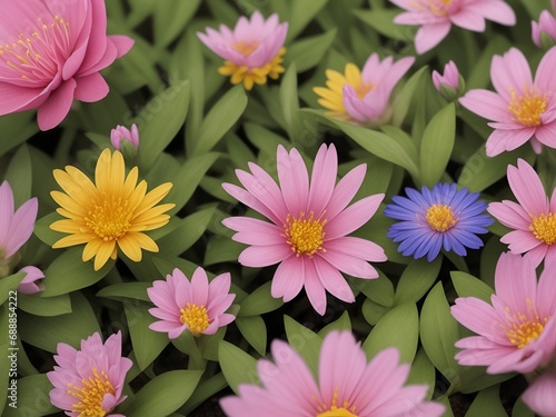 flowers in bloom  bright colors  photo wallpaper