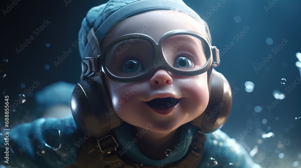 A skydiving baby. Created with Generative AI. A skydiving baby. Created with Generative AI.