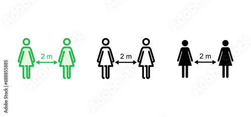 Social distancing icon set. social distance icon. self quarantine sign