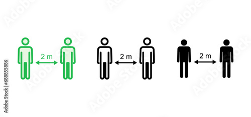 Social distance icon set. social distancing icon. self quarantine sign