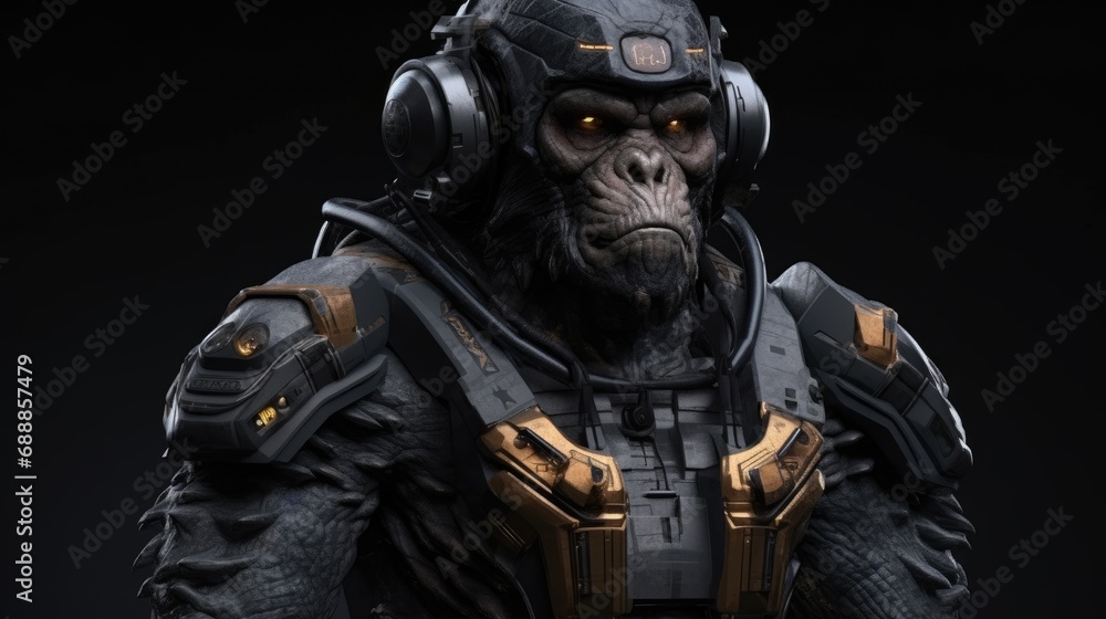 cyberpunk gorilla mercenary. Created with Generative AI.
cyberpunk gorilla mercenary. Created with Generative AI.