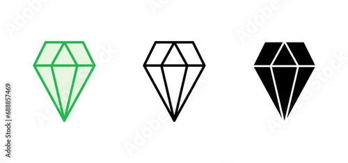 Diamond icon set. diamond gems vector icon.