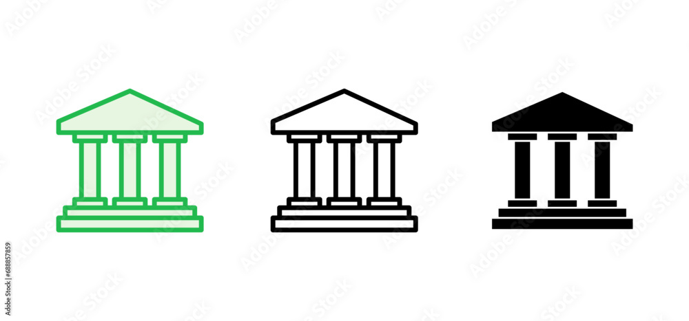 Obraz premium Bank icon set. bank vector icon, museum, university