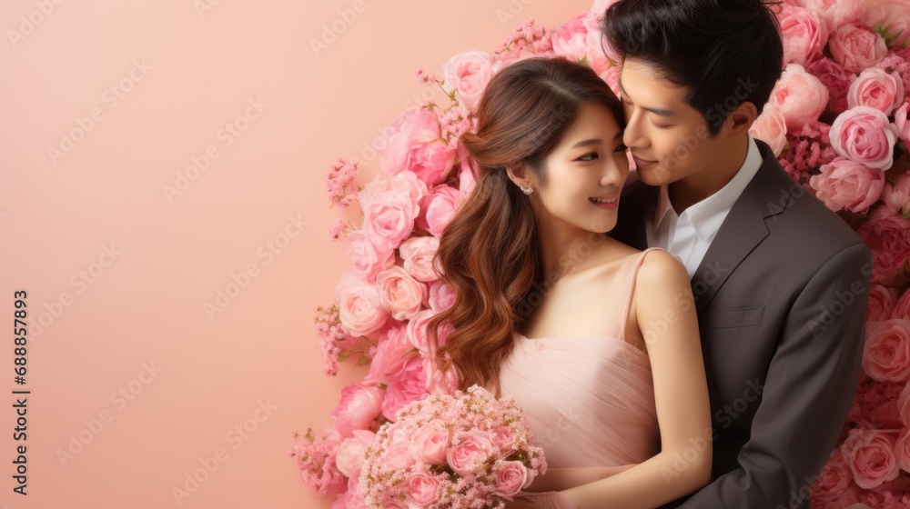 Valentine Banner image, romantic and marriage atmosphere. Generative AI. Valentine Banner image, romantic and marriage atmosphere. Generative AI.
