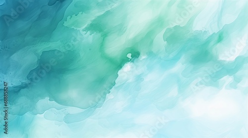 Blue and Green Abstract Painting with a Serene Sky