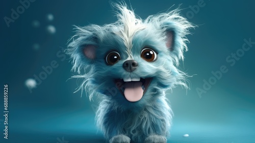 Cute baby puppy smiling. Cartoon animation style. Created with Generative AI.   © lchumpitaz