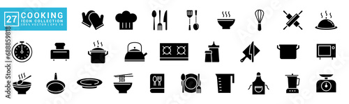 Collection of cooking icons, kitchen, cooking utensils, cutlery serving, vector template editable and resizable EPS 10.