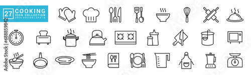 Collection of cooking icons, kitchen, cooking utensils, cutlery serving, vector template editable and resizable EPS 10.