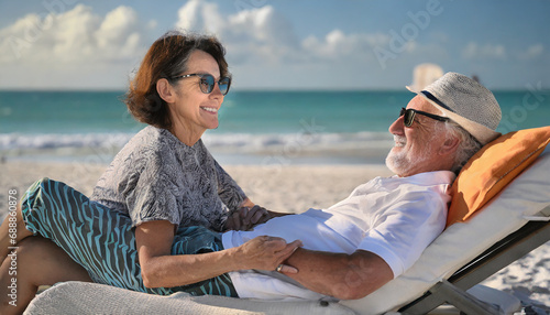 coppia persone anziane spiaggia relax mare  © franzdell