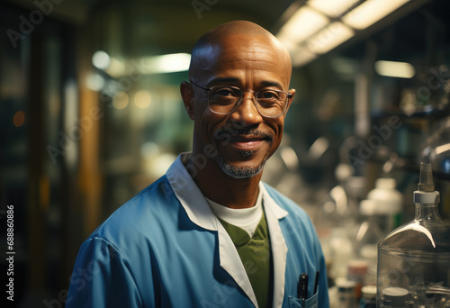 Portrait of american man in factory photo