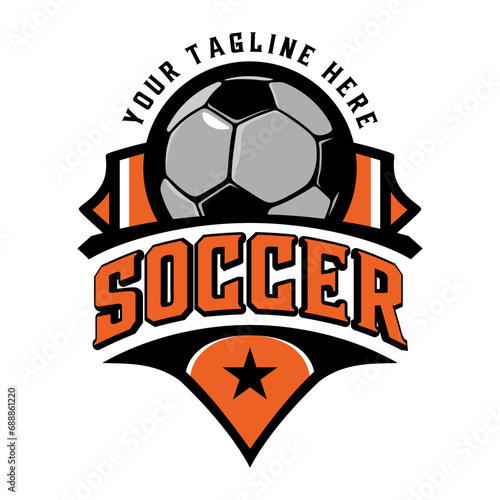 soccer badge logo, soccer ball, badge, championship or football team design