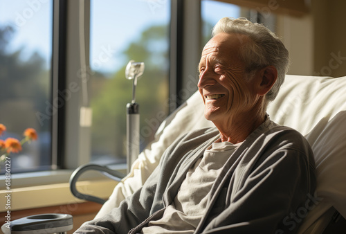Senior grandfather smilling in the clinic