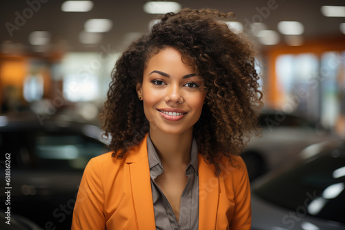 Black female standing in the retail object garage