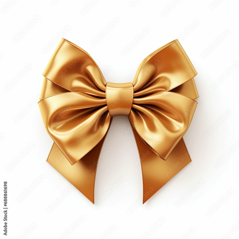 Luxurious Golden Bow Isolated on White Background. Generative ai